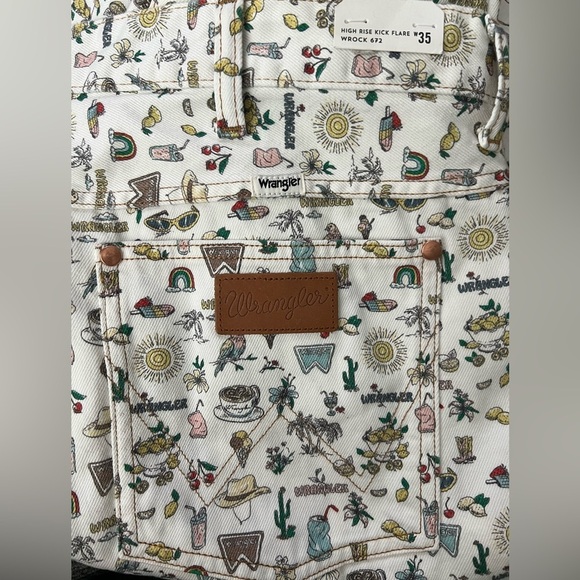 Wrangler High Rise Kick Flare Jeans Wrock 672 Lemons Retro Cowgirl Plus Size 35 - Picture 8 of 10